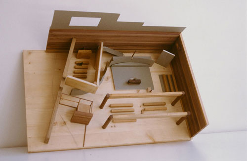 Progetto definitivo di Roberto Rosset e Pier Giorgio Trevisan, 1990, modello dell'area presbiteriale (archivio Rosset)