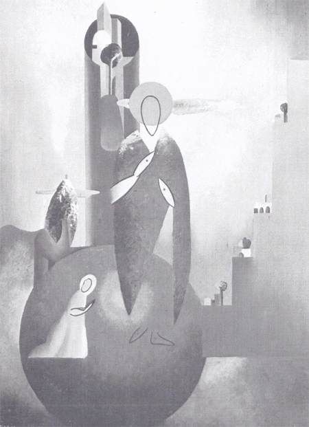 Fillia (Luigi Colombo) La citt di Dio, 1931-1932, olio su tela, cm 125 x 1000 (Collezione Pinottini, Torino).